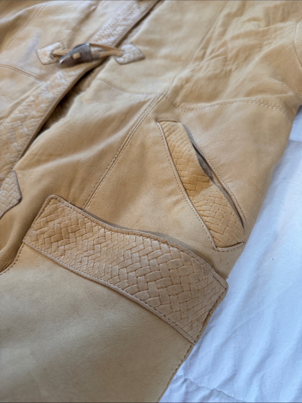 Vintage J. Percy for Marvin Richards Tan Leather Fox fur Hood S - Picture 5 of 10